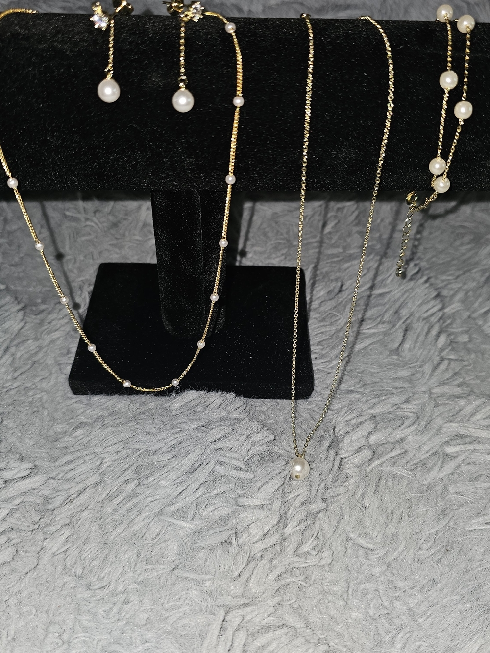 Delicate Gold Pearl Station Necklace